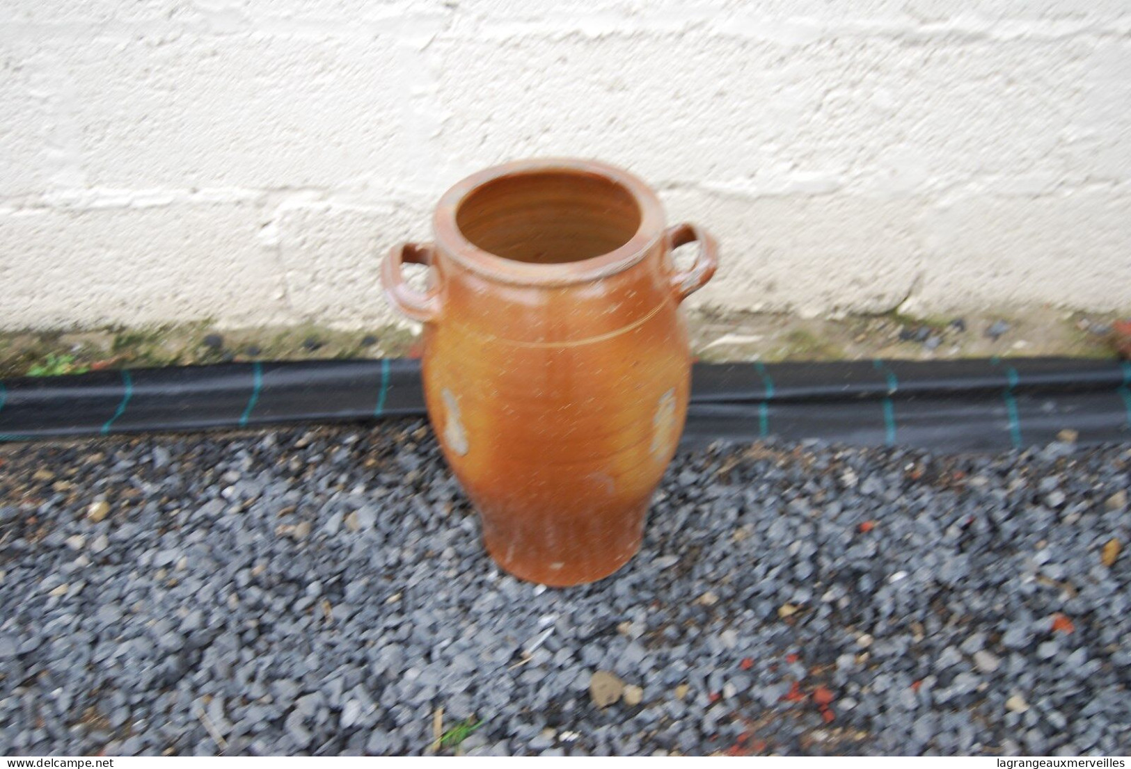 E1 Ancien Pot En Grès Brun, Sel - H +- 40 Cm - Populaire Kunst