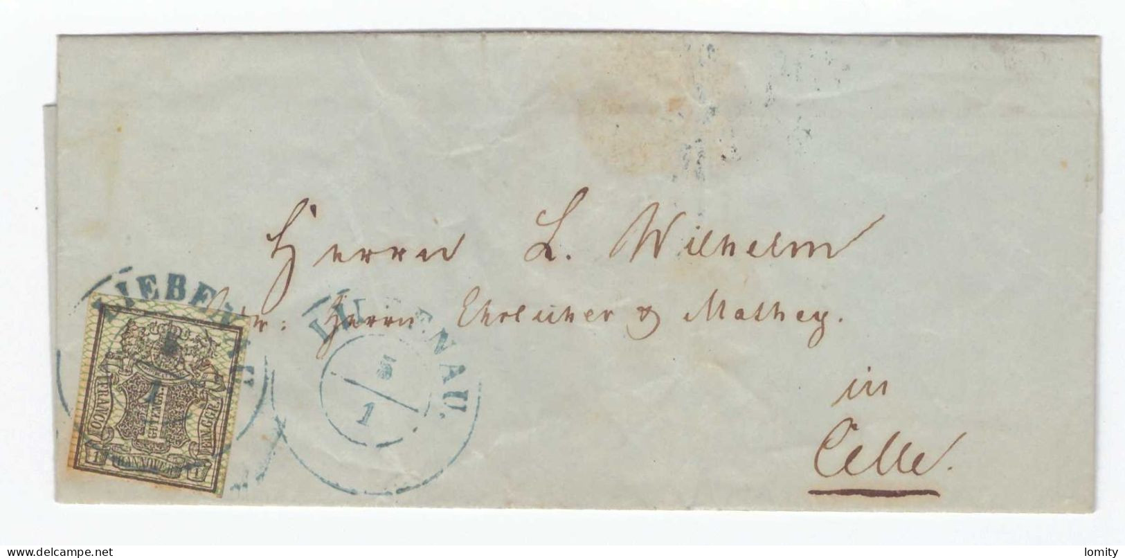 Allemagne Hanovre Hannover Lettre 1857 Brief Cover Cachet Liebenau Timbre N° 10 , Cote 45€ , Cachet De Cire - Hannover