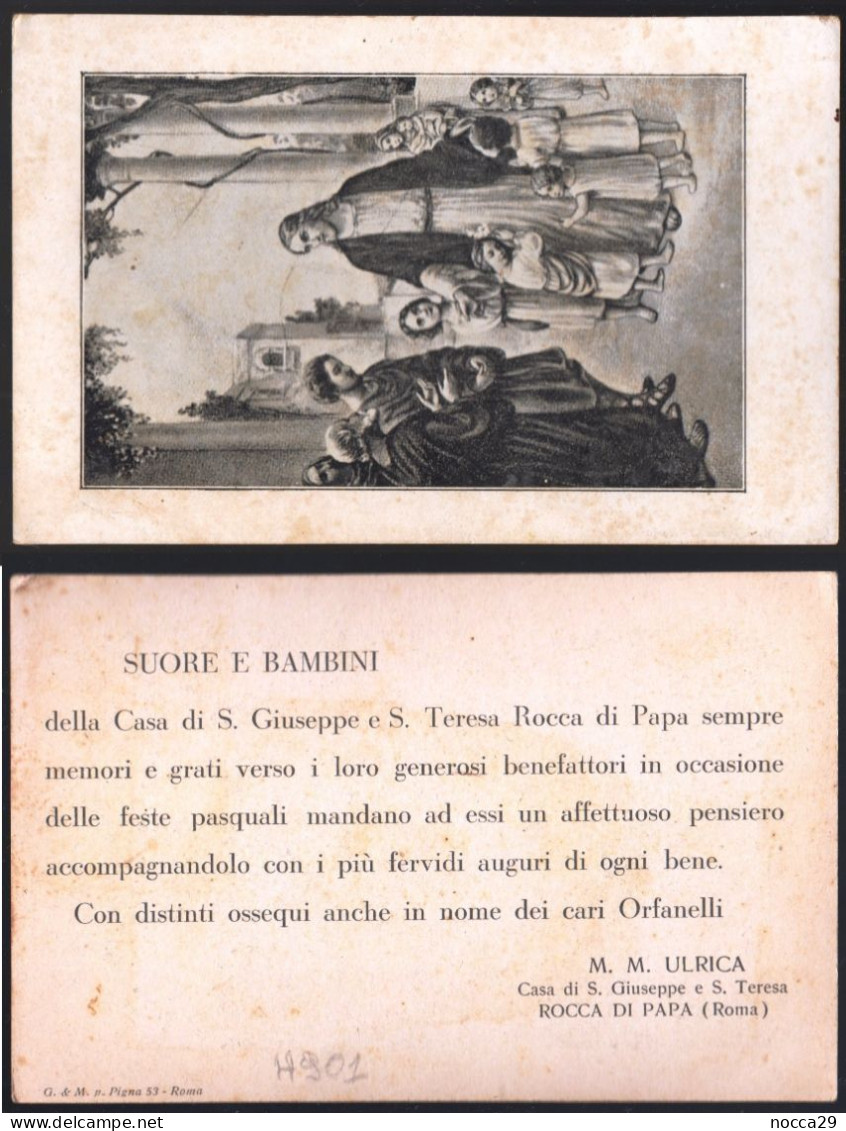 GRANDE VECCHIO SANTINO CON AUGURI DI PASQUA - GESU CON I BAMBINI - CASA DI S.GIUSEPPE E S.TERESA - ROCCA DI PAPA  (H901) - Images Religieuses