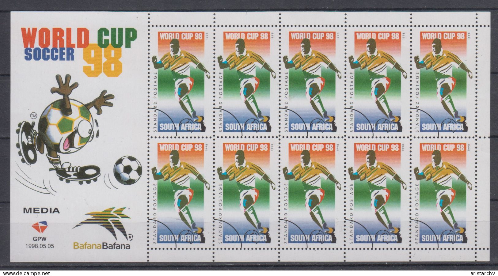 REPUBLIC OF SOUTH AFRICA 1998 FOOTBALL WORLD CUP SPECIMEN SHEETLET - 1998 – France