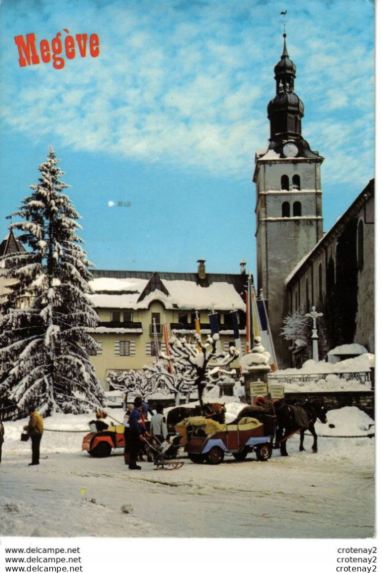 74 MEGEVE N°5959 En 1985 Luge Attelages Chevaux Eglise Crucifix VOIR DOS Et Flamme Championnats Hockey Sur Glace - Megève