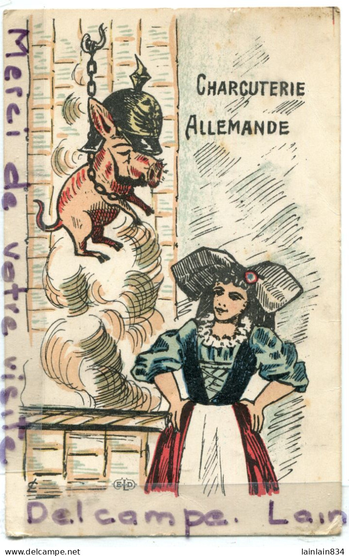 - Militaria - Humour - Charcuterie Allemande, Alsacienne, écrite De Dijon En 1914, Rare,  écrite, BE, Scans. - Humor