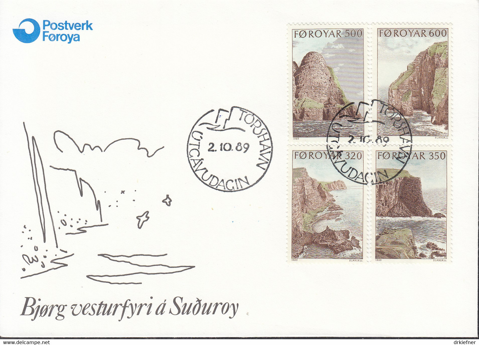 FÄRÖER  190-193, FDC, Landschaften, 1989 - Färöer Inseln