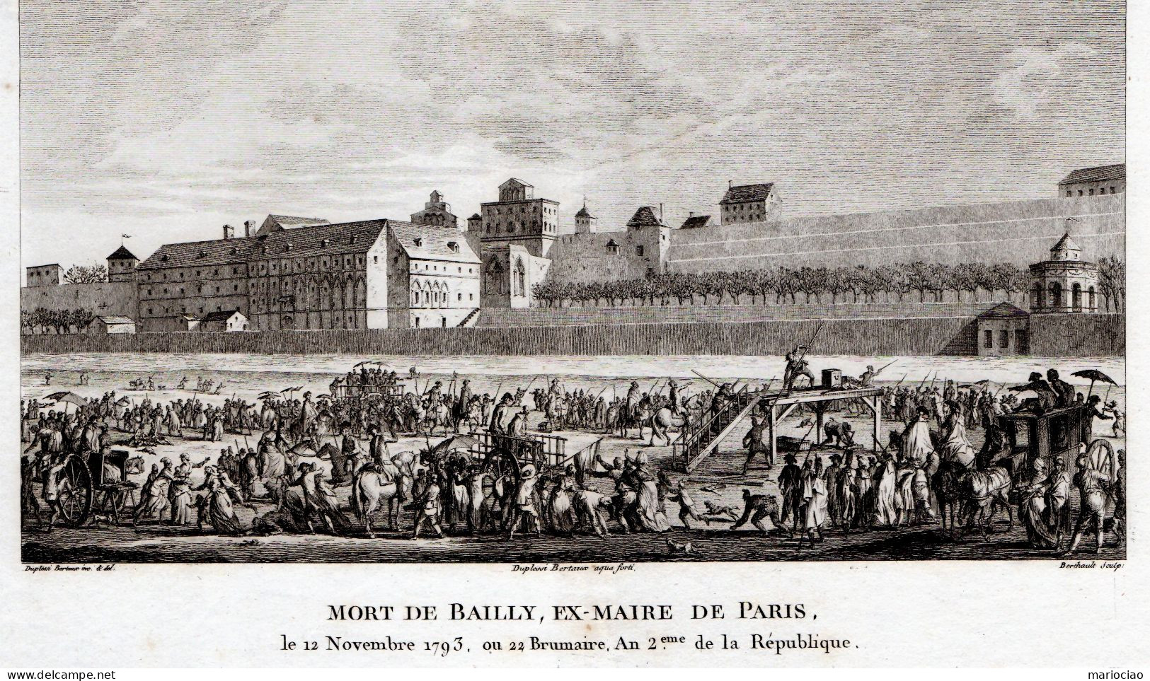 ST-FR Révolution 1793 Mort De BAILLY, Ex-Maire De Paris Eau-forte 1798 Jean Duplessis-Bertaux - Estampes & Gravures