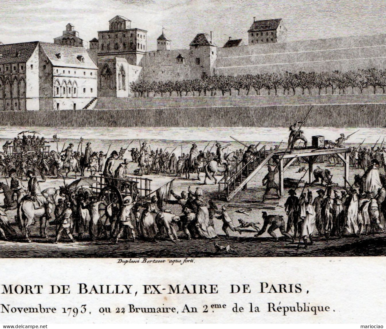 ST-FR Révolution 1793 Mort De BAILLY, Ex-Maire De Paris Eau-forte 1798 Jean Duplessis-Bertaux - Estampes & Gravures