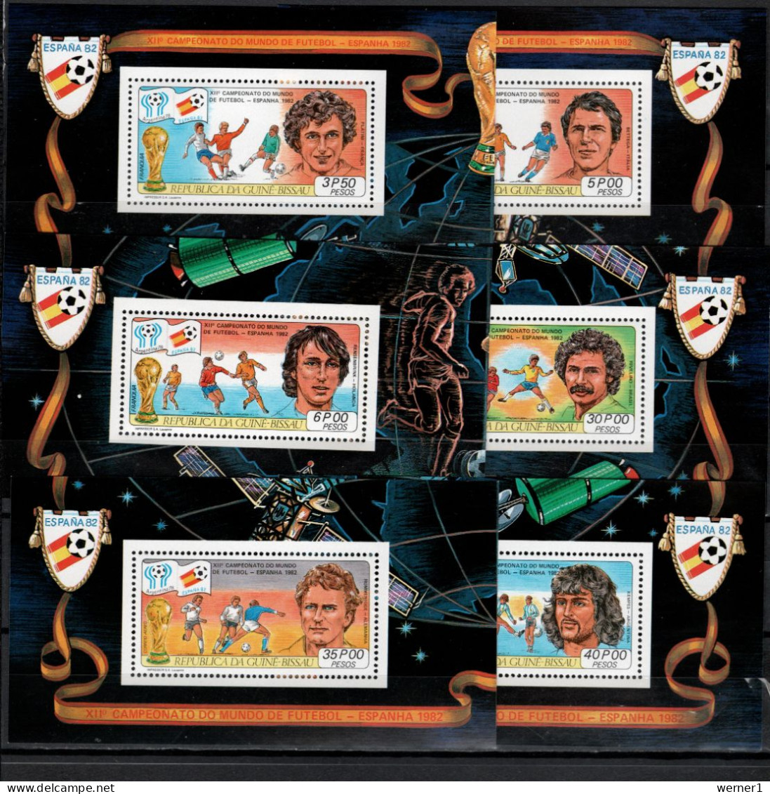 Guinea - Bissau 1981 Football Soccer World Cup, Space Set Of 6 S/s MNH -scarce- - 1982 – Espagne