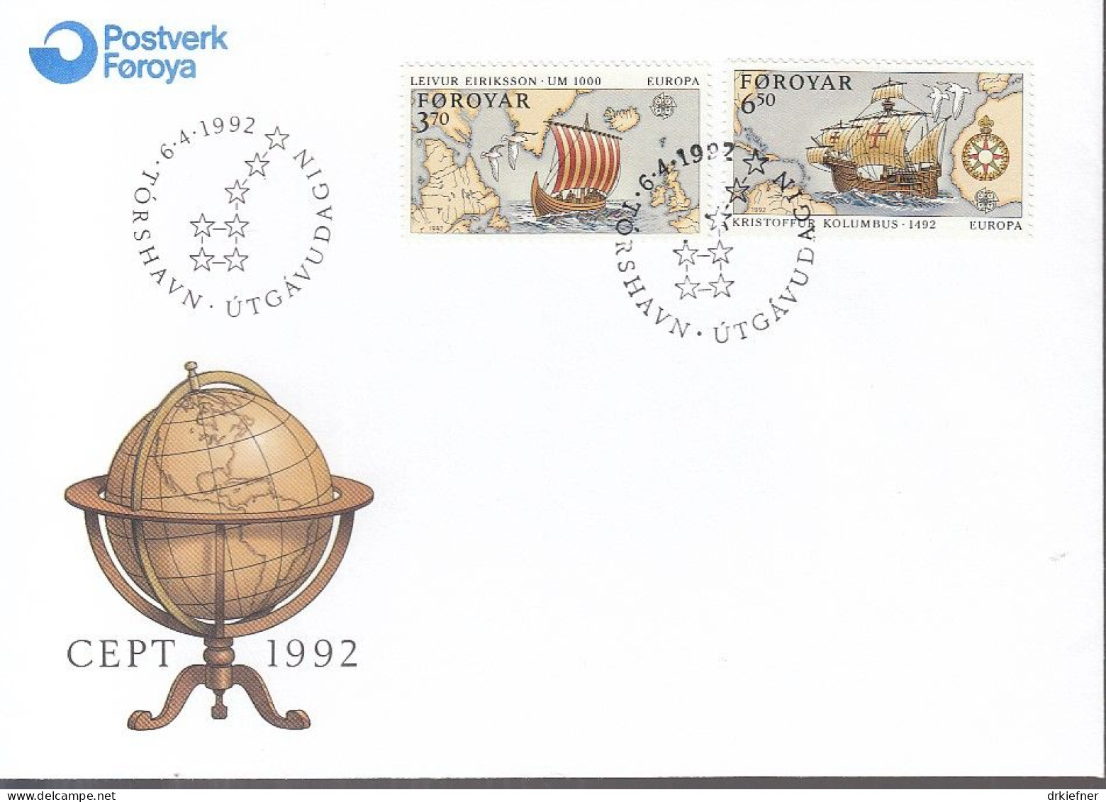 FÄRÖER  231-232, FDC, Europa CEPT: Entdeckung Amerikas, 1992 - Faeroër