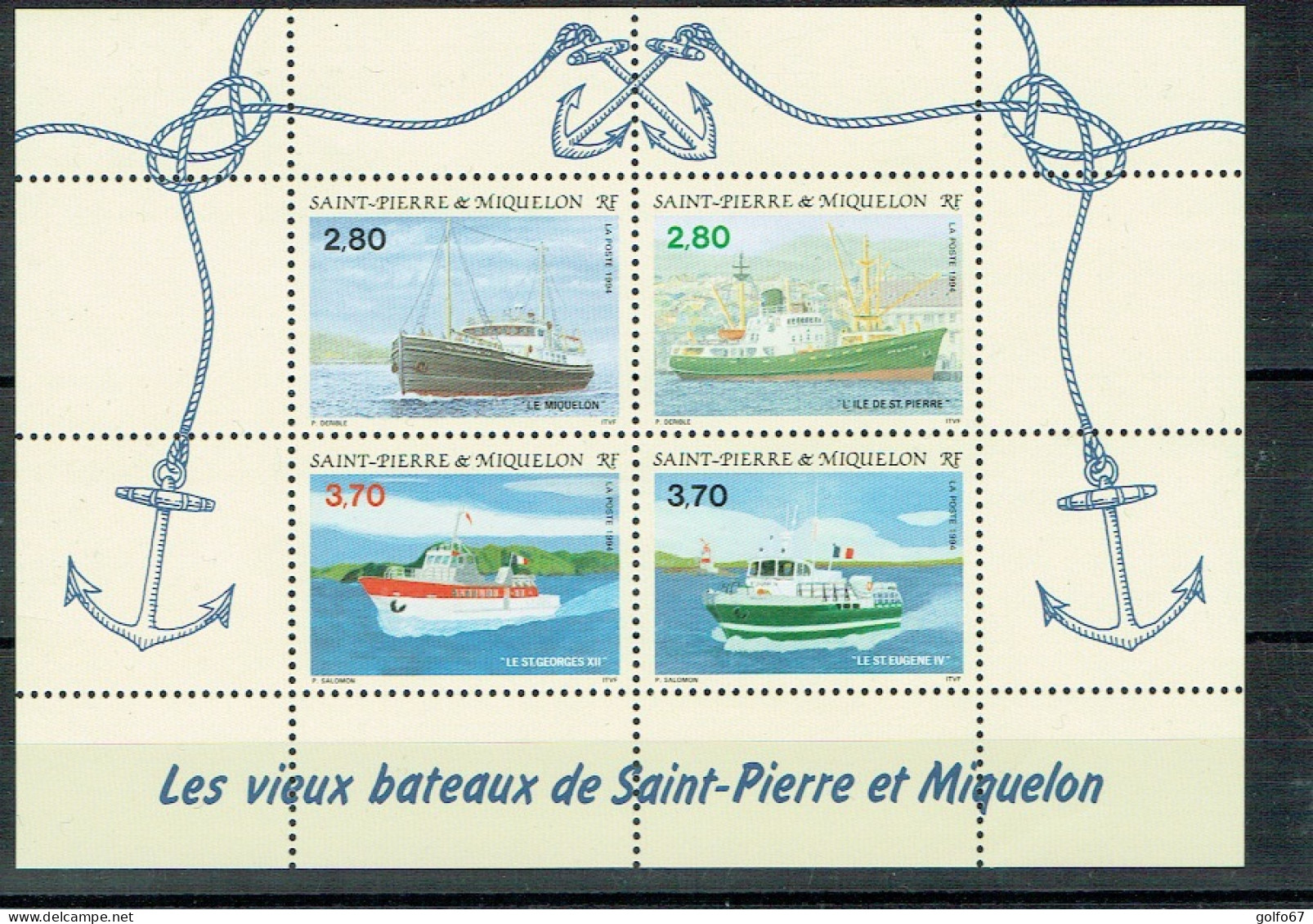 ST PIERRE & MIQUELON BLOC FEUILLET 1994 Y&T N° 4 NEUF** - Blokken & Velletjes