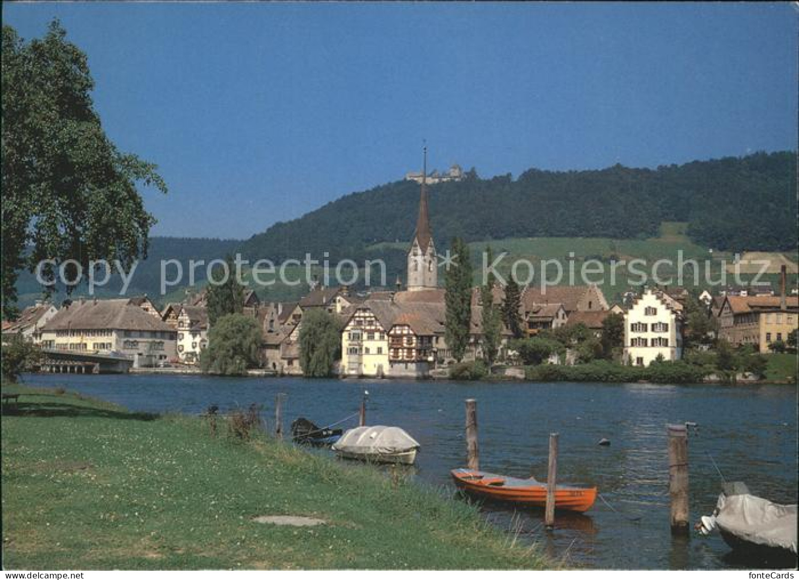 11695592 Stein Rhein Ortsansicht Mit Kirche Und Burg Hohenklingen Stein Am Rhein - Sonstige & Ohne Zuordnung