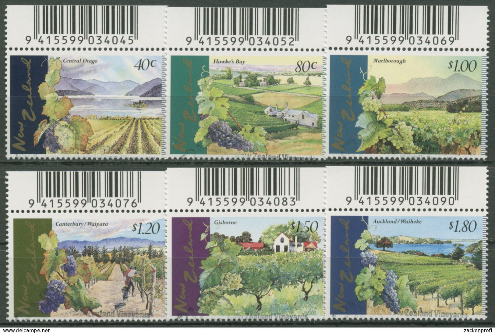 Neuseeland 1997 Weinbaugebiete Weinrebe 1584/89 Gestempelt - Gebraucht