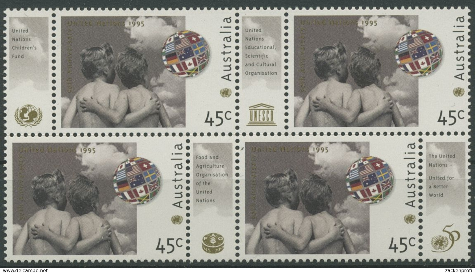 Australien 1995 50 Jahre Vereinte Nationen 1477 Zf Postfrisch - Mint Stamps