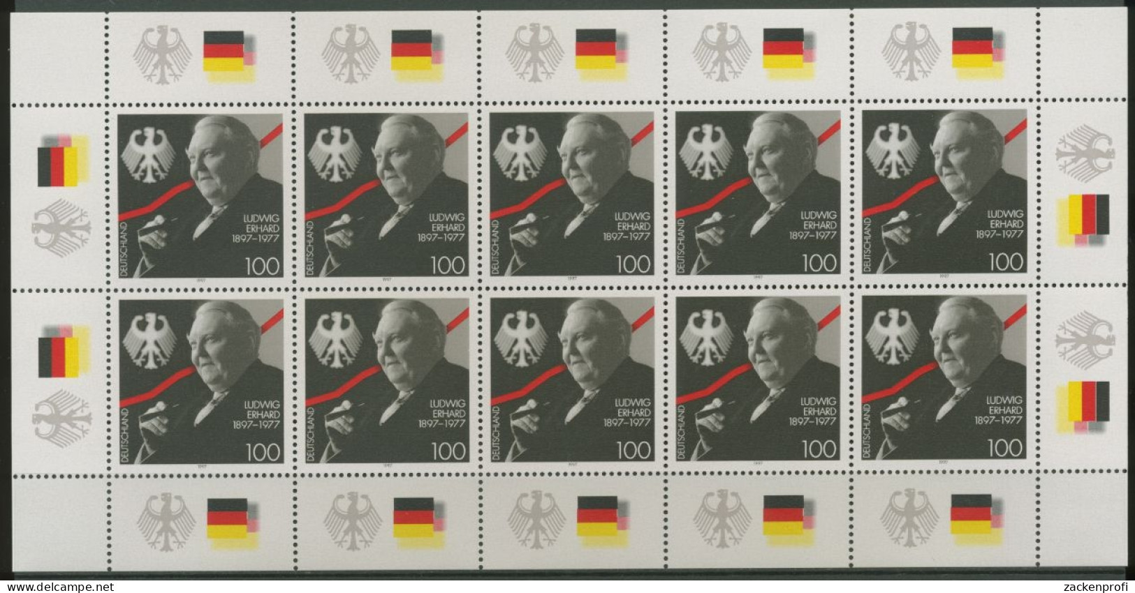 Bund 1997 100. Geburtstag Ludwig Ehrhard Kleinbogen 1904 K Postfrisch (C15208) - Autres & Non Classés