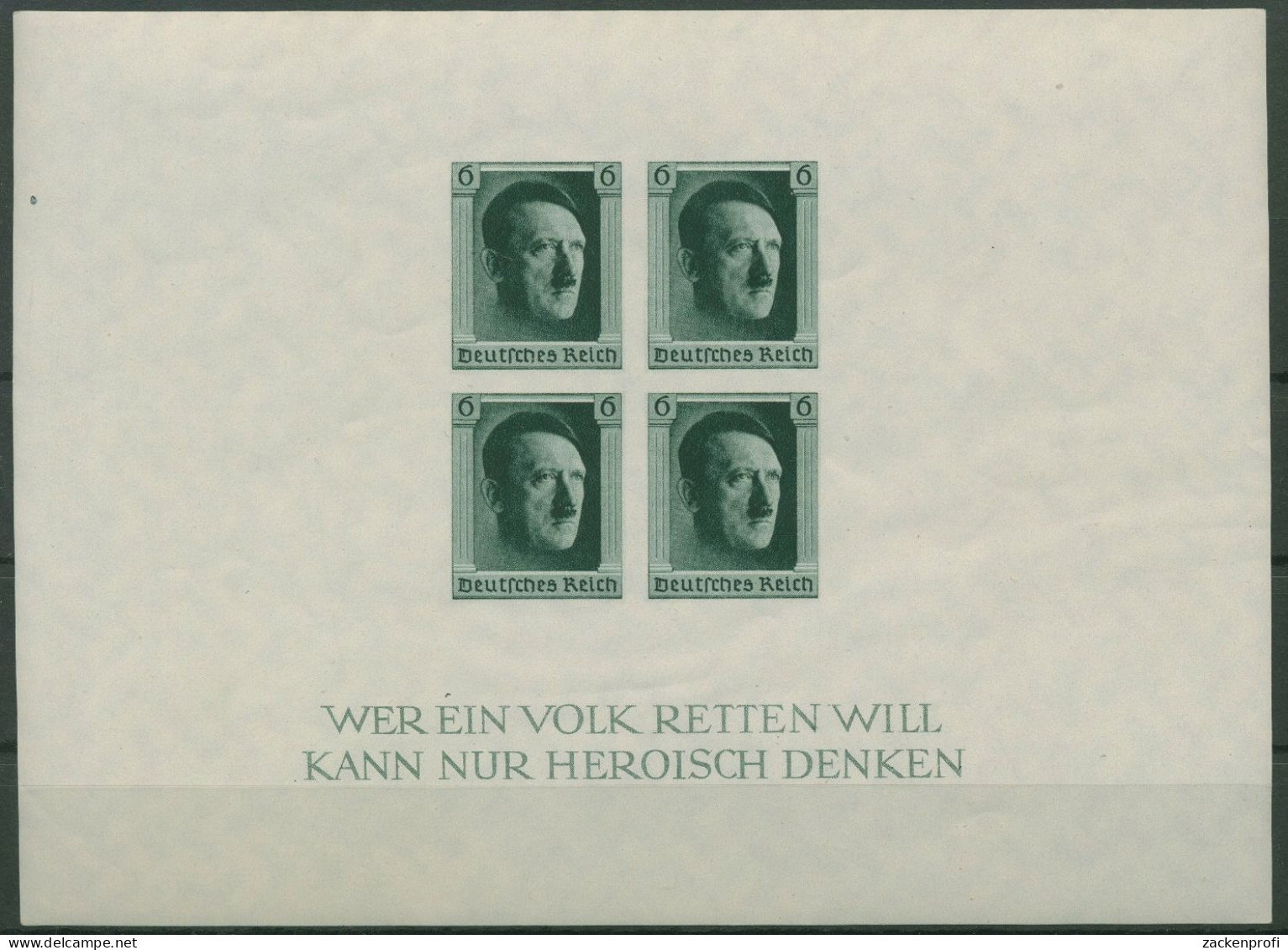 Deutsches Reich 1937 48. Geburtstag A. Hitler Block 8 Postfrisch (geschnitten) - Blocks & Sheetlets