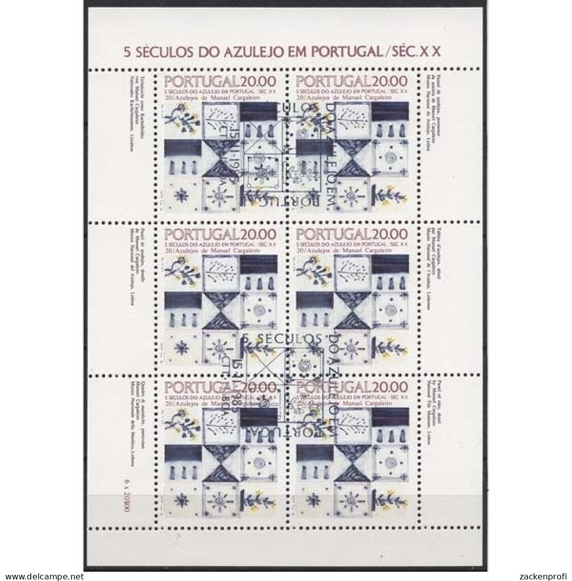 Portugal 1985 500 Jahre Azulejos Kleinbogen 1675 K Gestempelt (C91231) - Blokken & Velletjes