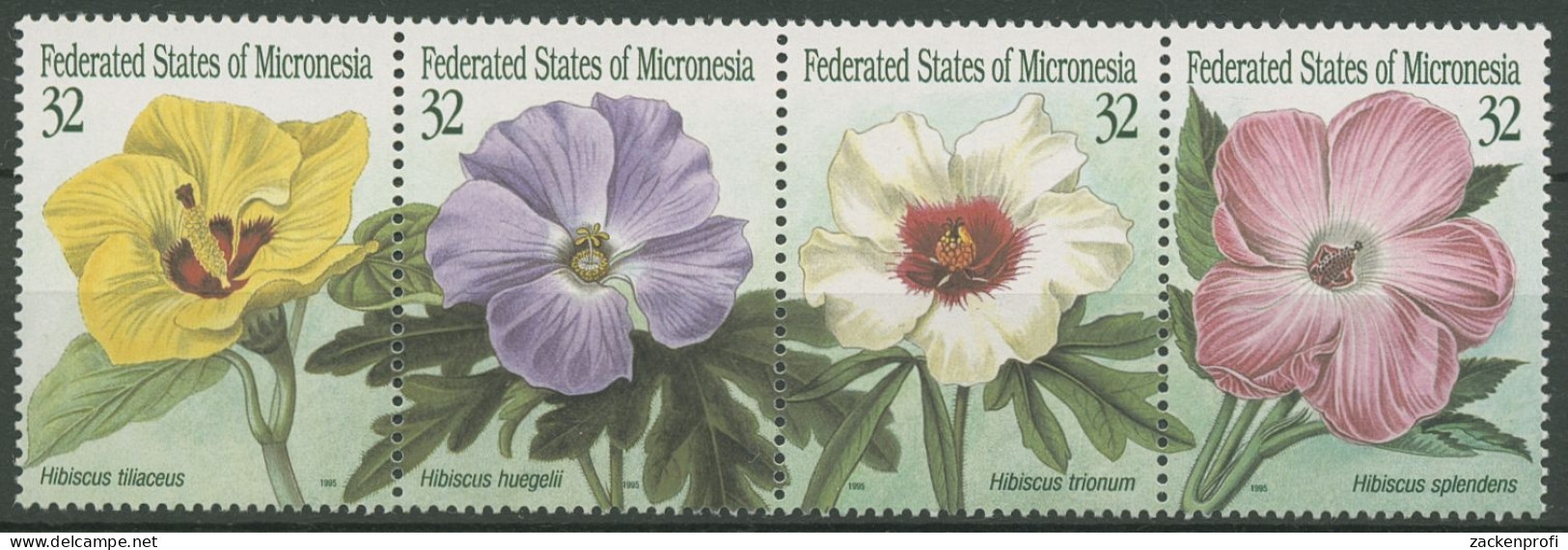 Mikronesien 1995 Hibiskusblüten 422/25 ZD Postfrisch (C74203) - Mikronesien