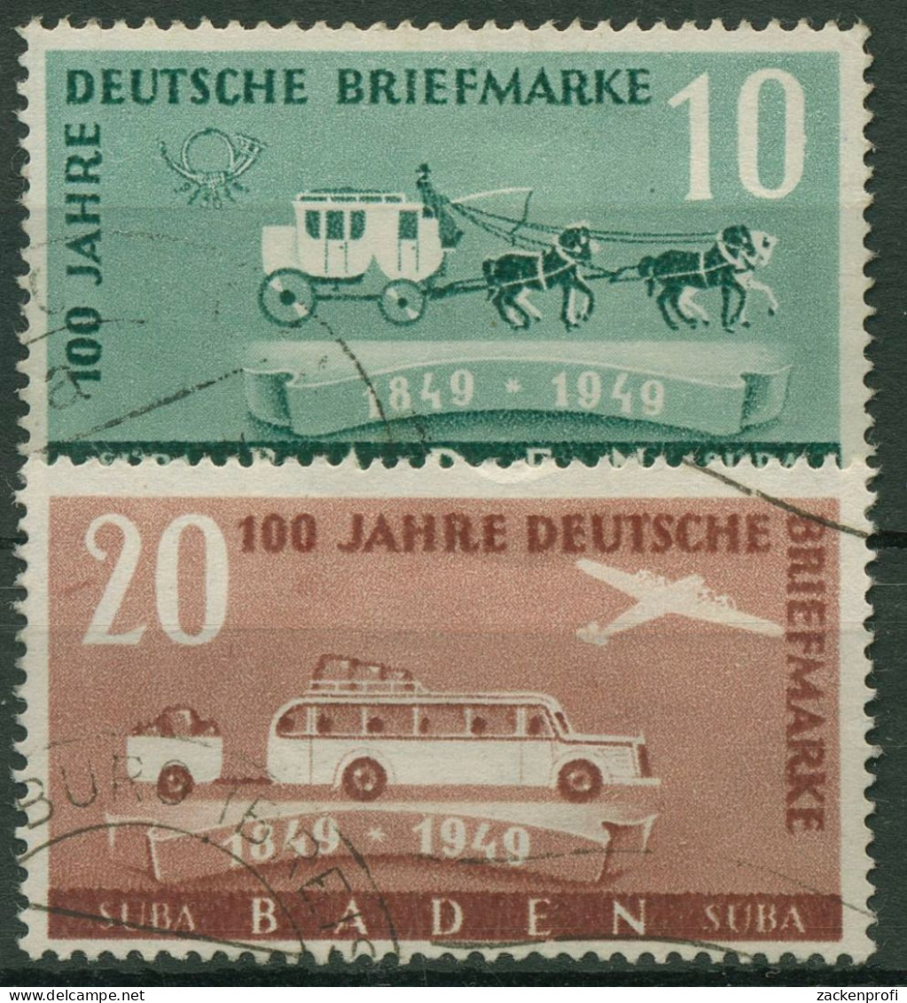 Französische Zone: Baden 1949 100 Jahre Deutsche Briefmarken 54/55 Gestempelt - Bade