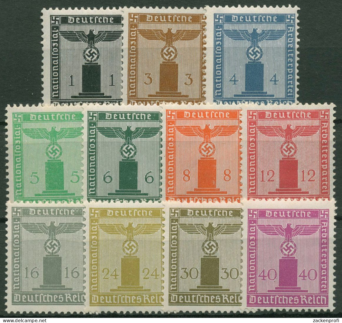 Deutsches Reich Dienstmarken 1938 Adler Auf Sockel D 144/54 Postfrisch, Mit WZ 4 - Oficial