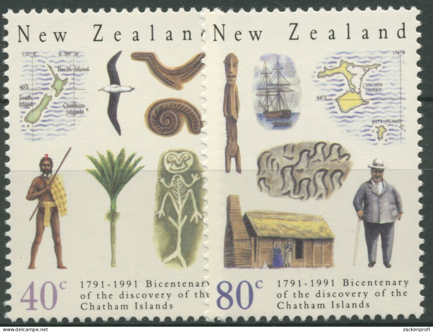Neuseeland 1991 200 Jahre Entdeckung Der Chatham-Inseln 1156/57 Postfrisch - Nuovi
