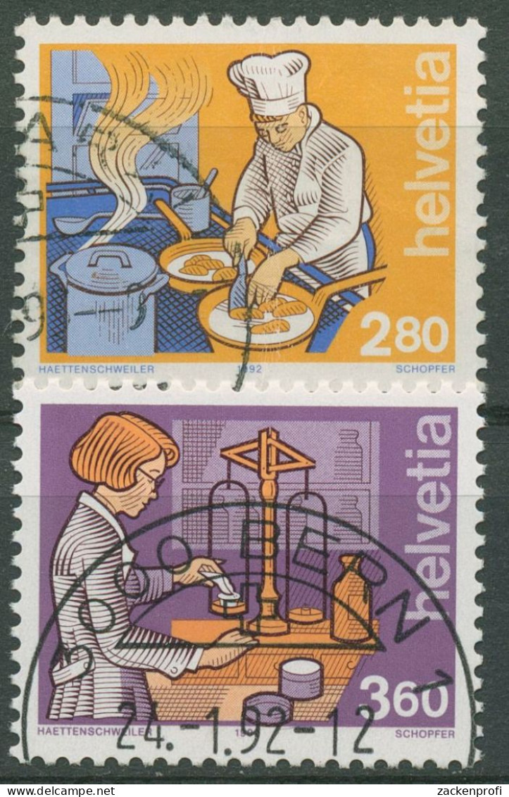 Schweiz 1992 Berufe Koch Apothekerin 1463/64 Gestempelt - Usados