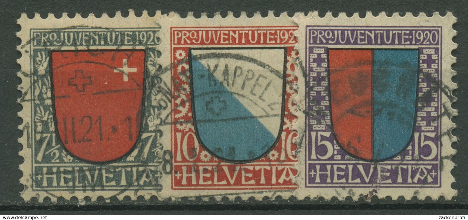 Schweiz 1920 Pro Juventute Wappen (III) 153/55 Gestempelt - Oblitérés