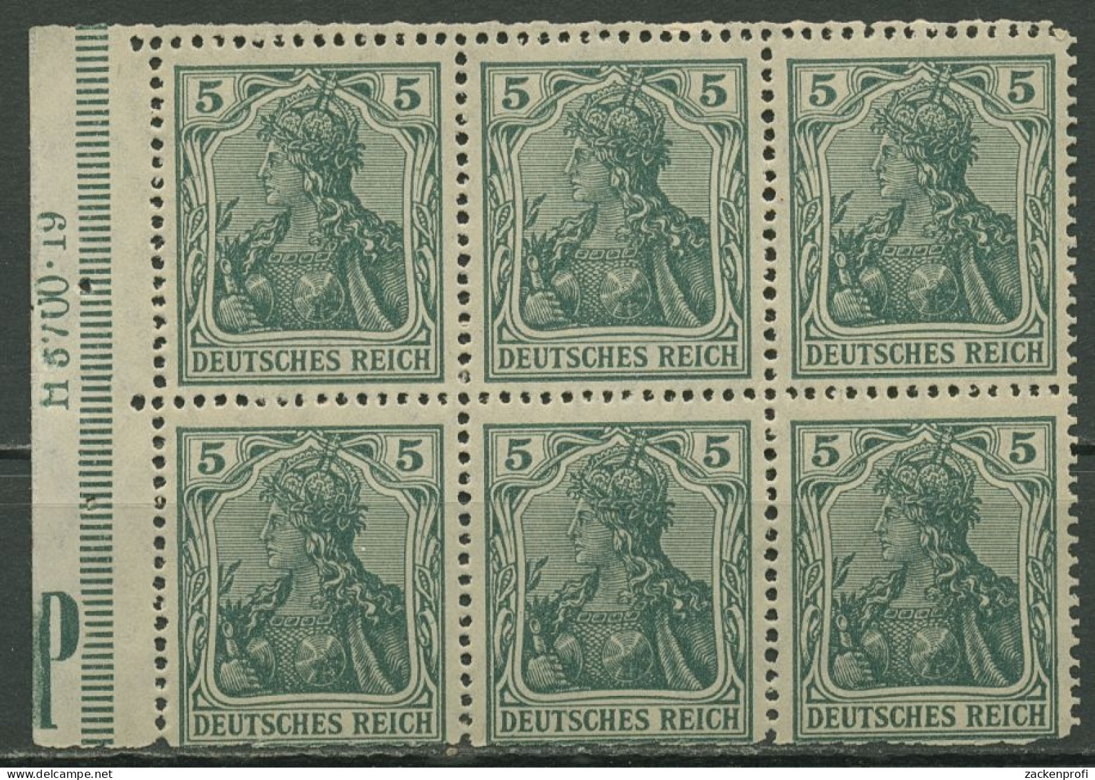 Deutsches Reich 1919 Heftchenblatt Germania H.-Bl. 2 IIa B HAN 6.3 Postfrisch - Se-Tenant