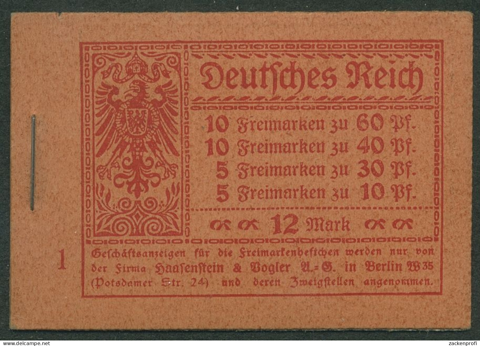 Dt. Reich 1921 Markenheftchen Germania/Ziffern MH 15 B Postfrisch, Siehe Hinweis - Booklets
