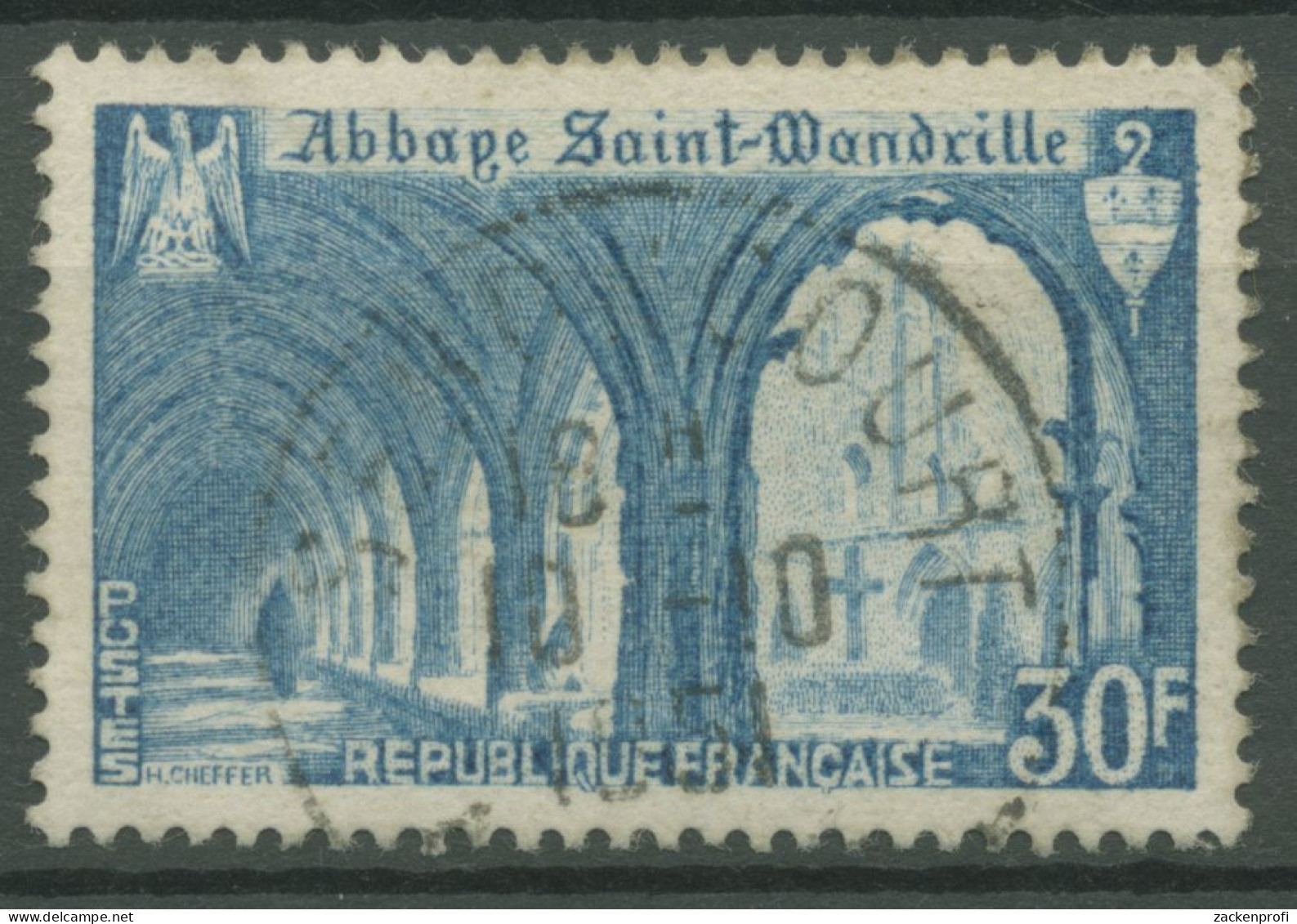 Frankreich 1951 Bauwerke Abtei St.Wandrille 906 Gestempelt - Gebruikt