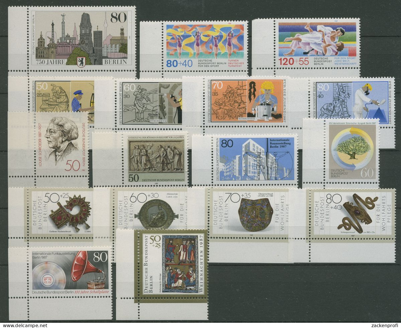 Berlin 1987 Sondermarken Komplett Aus 776/97 Ecke 3 Postfrisch (SG19688) - Unused Stamps