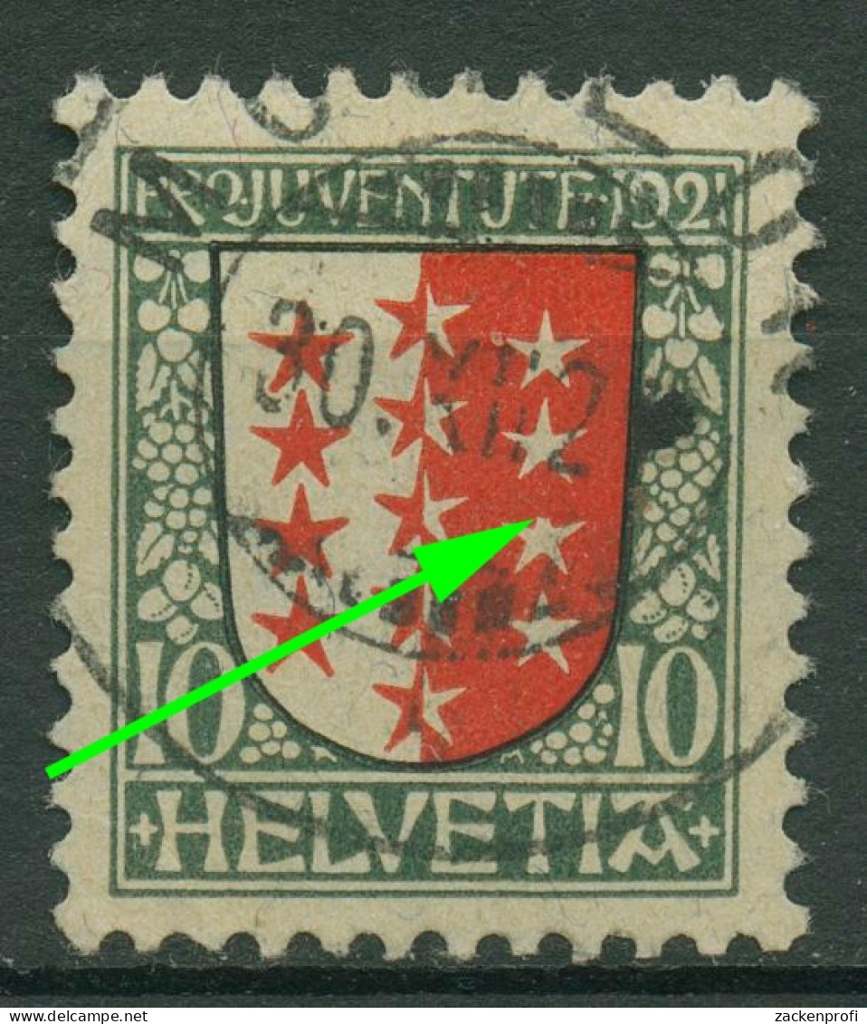 Schweiz 1921 Pro Juventute Wappen (IV) Mit Plattenfehler 172 II Gestempelt - Oblitérés