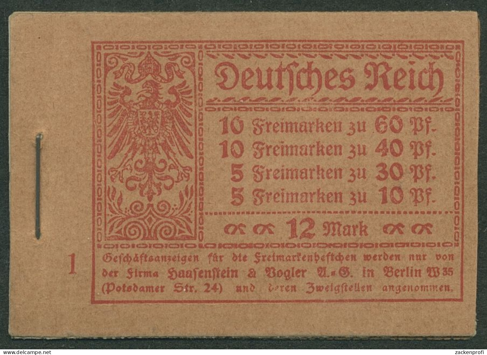 Dt. Reich 1921 Markenheftchen Germania/Ziffern MH 15 A Postfrisch, Siehe Hinweis - Carnets