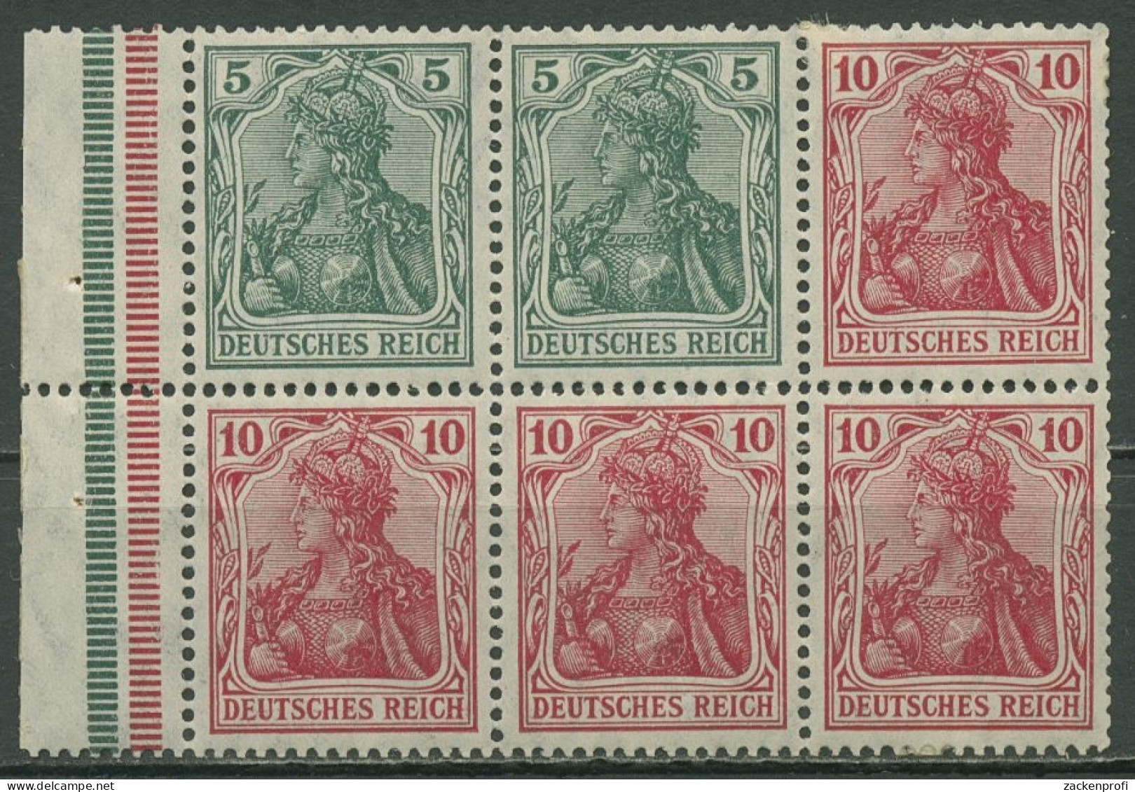Deutsches Reich 1913/16 Heftchenblatt Germania H.-Bl. 9 Iab A 3.1 Mit Falz - Zusammendrucke