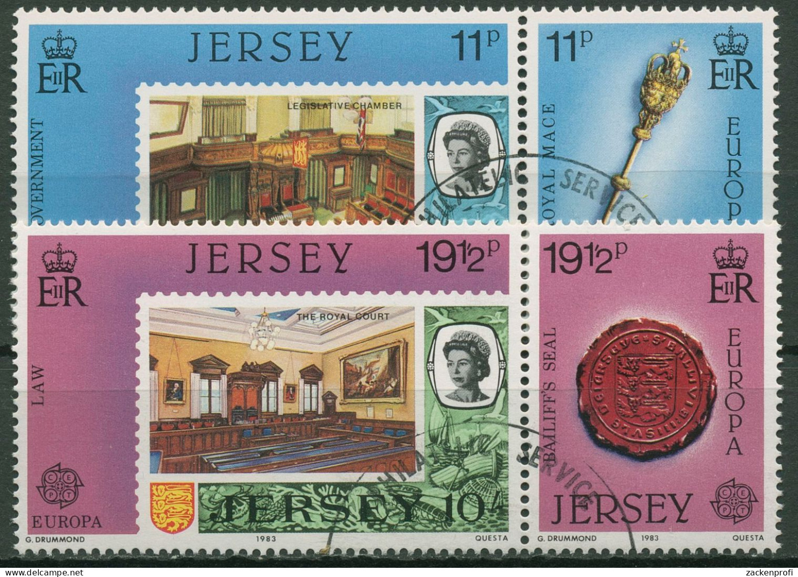 Jersey 1983 Europa CEPT Große Werke Königlicher Gerichtshof 299/02 ZD Gestempelt - Jersey
