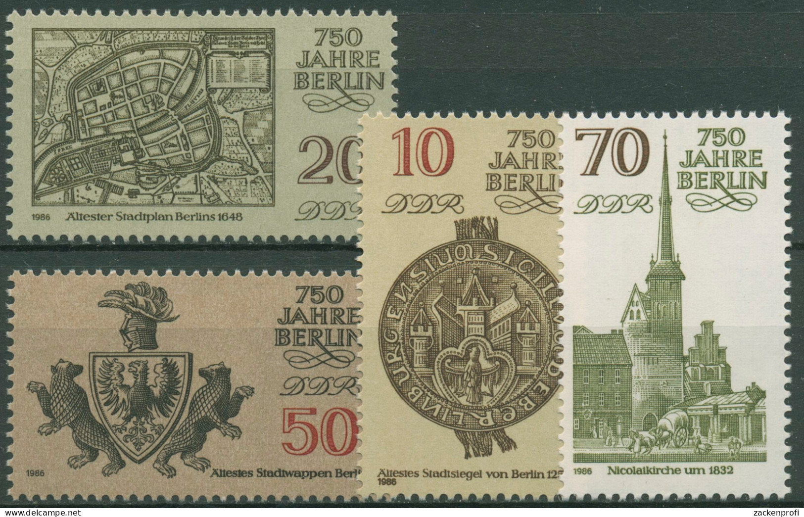 DDR 1986 750 Jahre Berlin Nicolaikirche Wappen 3023/26 Postfrisch - Unused Stamps