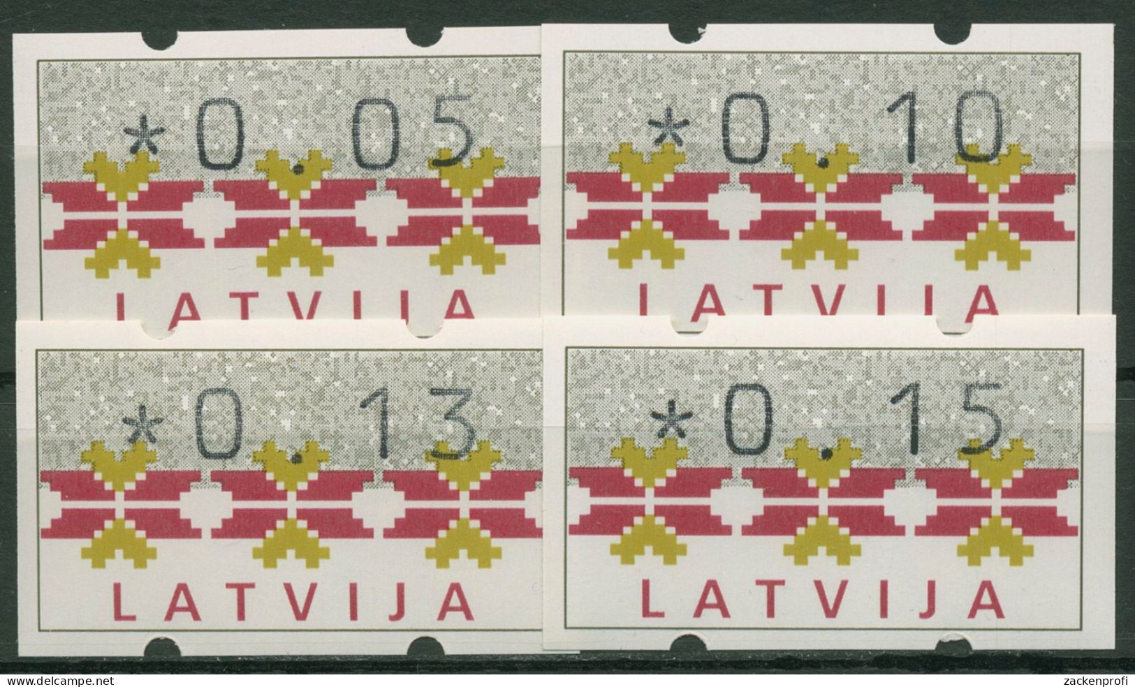 Lettland 1994 Automatenmarken Satz 0,05/0,10/0,13/0,15 ATM 1 S 2 Postfrisch - Latvia