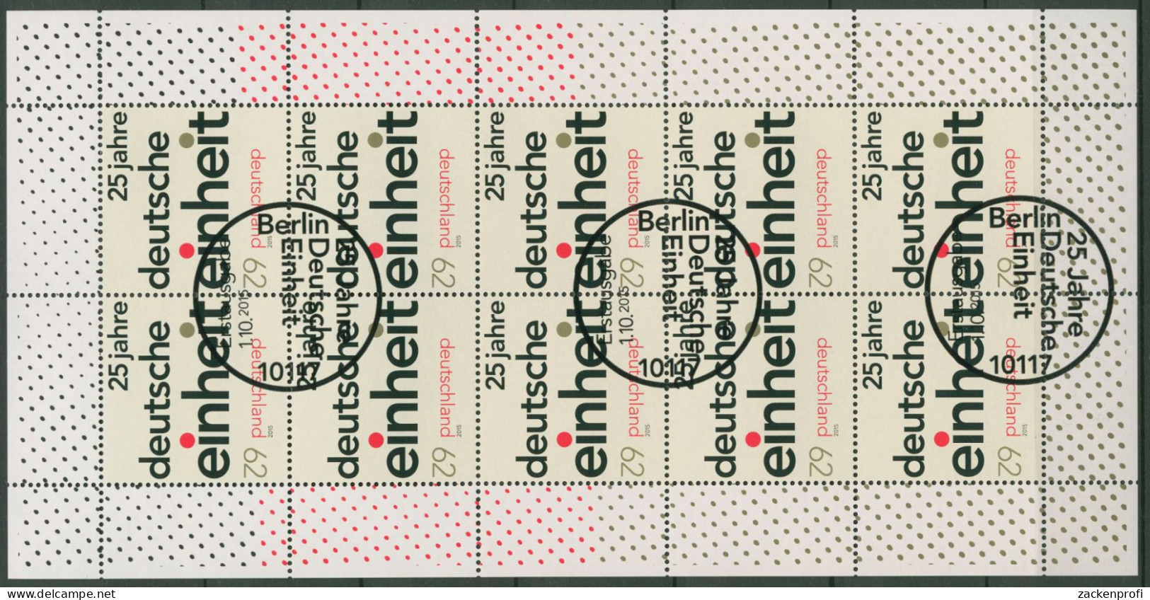 Bund 2015 25 Jahre Deutsche Einheit Kleinbogen 3182 K ESST Berlin (C99172) - Autres & Non Classés