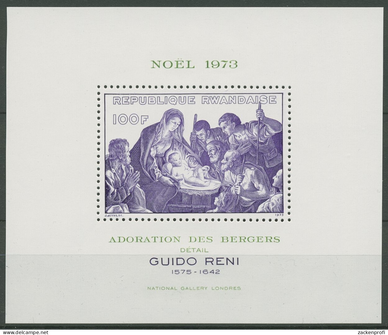Ruanda 1973 Weihnachten Anbetung Der Hirten Block 36 A Postfrisch (C29859) - Unused Stamps