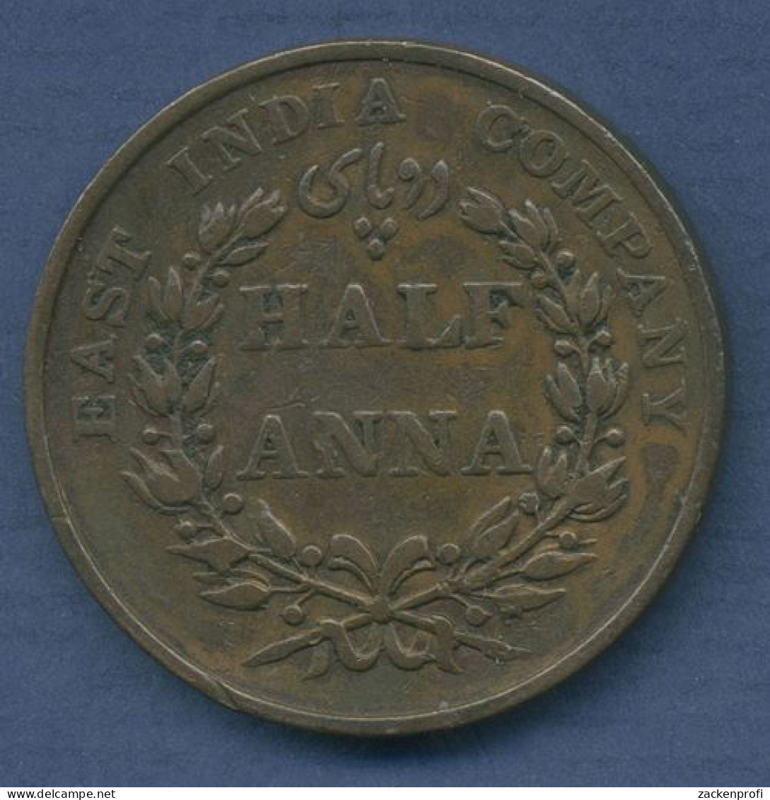 Brit. East India Company 1/2 Anna 1835, KM 447.1 Ss (m3622) - Colonias