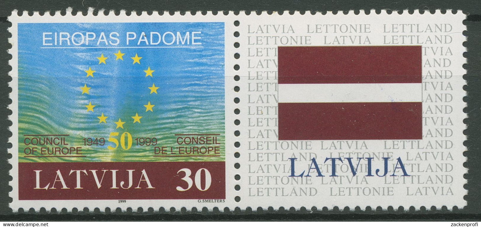 Lettland 1999 50 Jahre Europarat 500 Zf Postfrisch - Latvia
