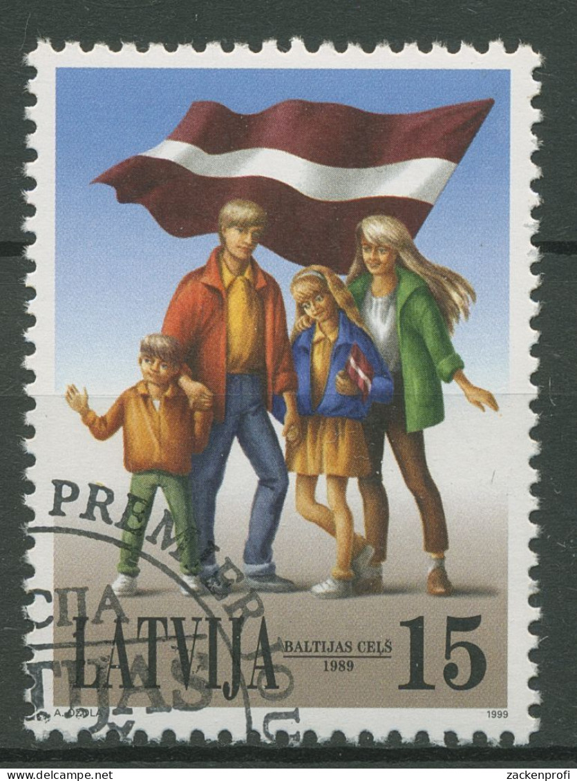 Lettland 1999 Jahrestag Des Baltischen Weges 506 Gestempelt - Lettland