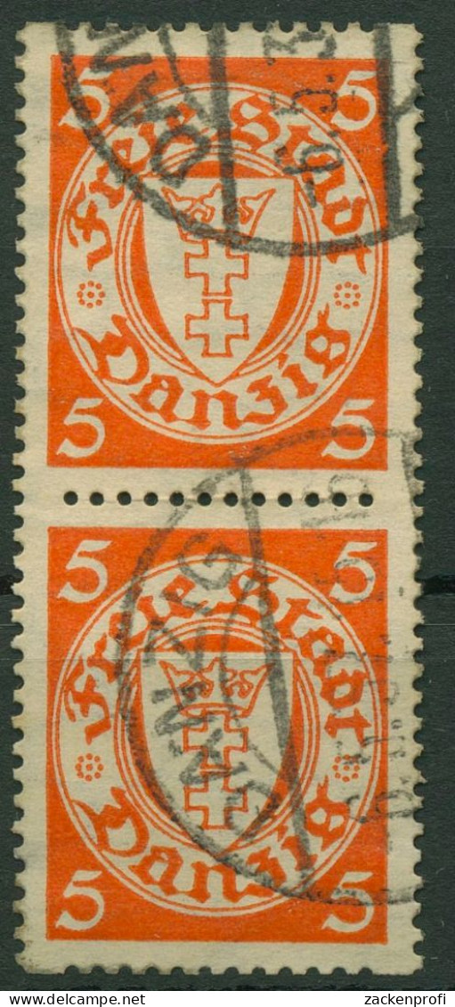 Danzig 1924 Staatswappen Im Oval Mit Rollenzähnung 193 Dy Paar Bahnpoststempel - Used