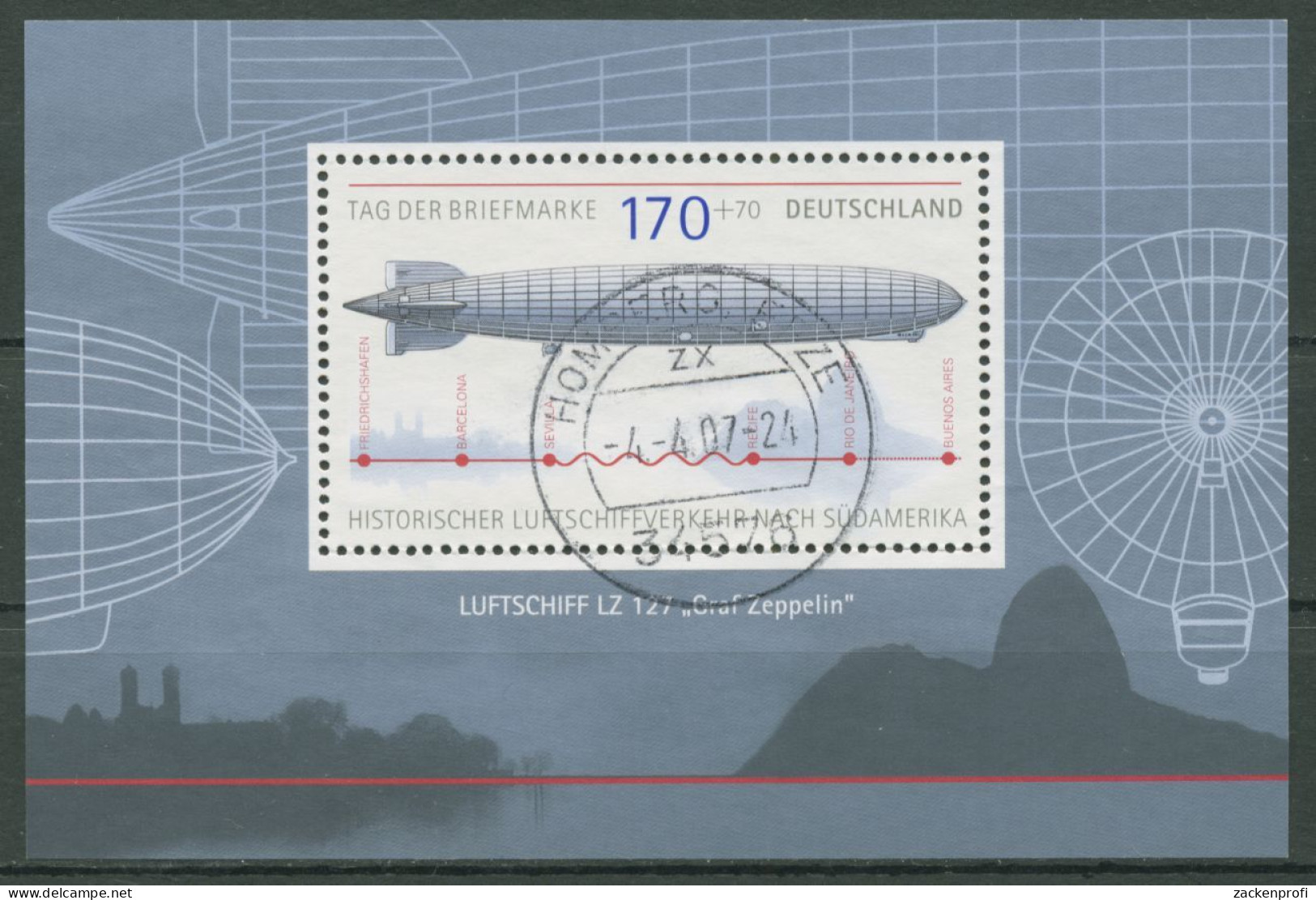 Bund 2007 Tag Der Briefmarke Zeppelin Block 69 Mit TOP-Stempel (C98892) - Other & Unclassified