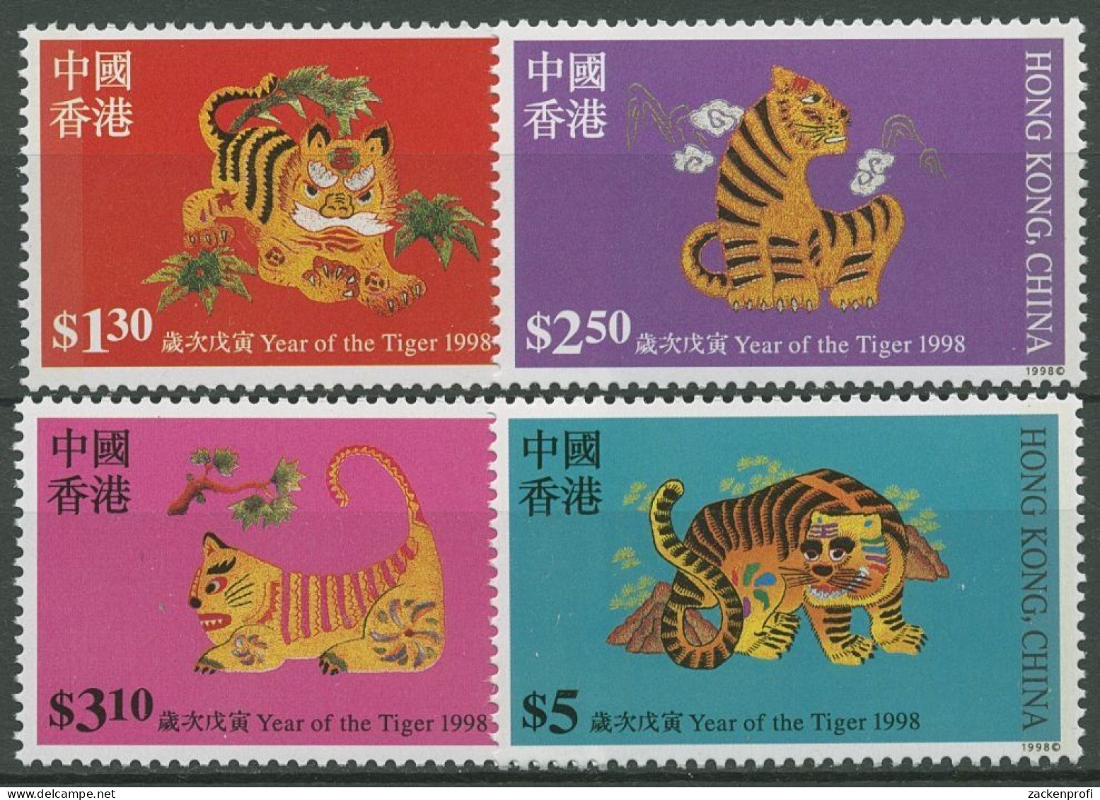 Hongkong 1998 Chinesisches Neujahr Jahr Des Tigers 834/37 A Postfrisch - Neufs