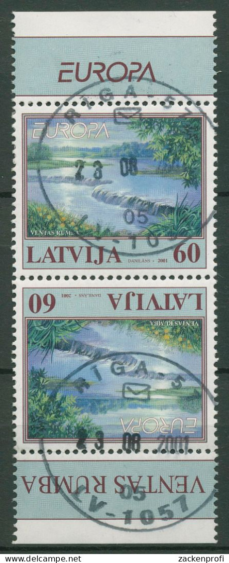 Lettland 2001 Europa CEPT Lebensspender Wasser Kehrdruckpaar 544 KD Gestempelt - Latvia