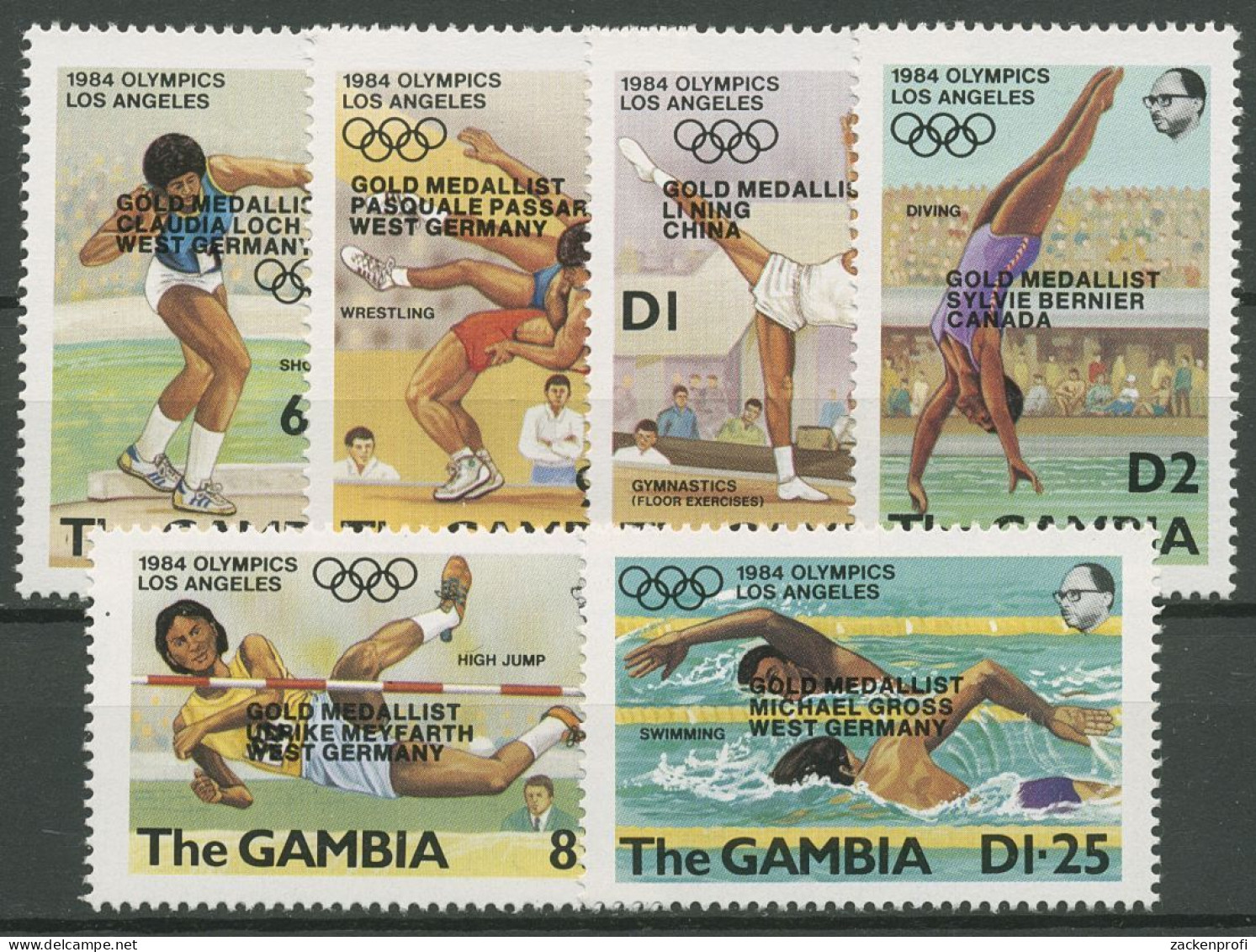 Gambia 1985 Medaillengewinner Olympiade Los Angeles 576/81 Postfrisch - Gambia (1965-...)
