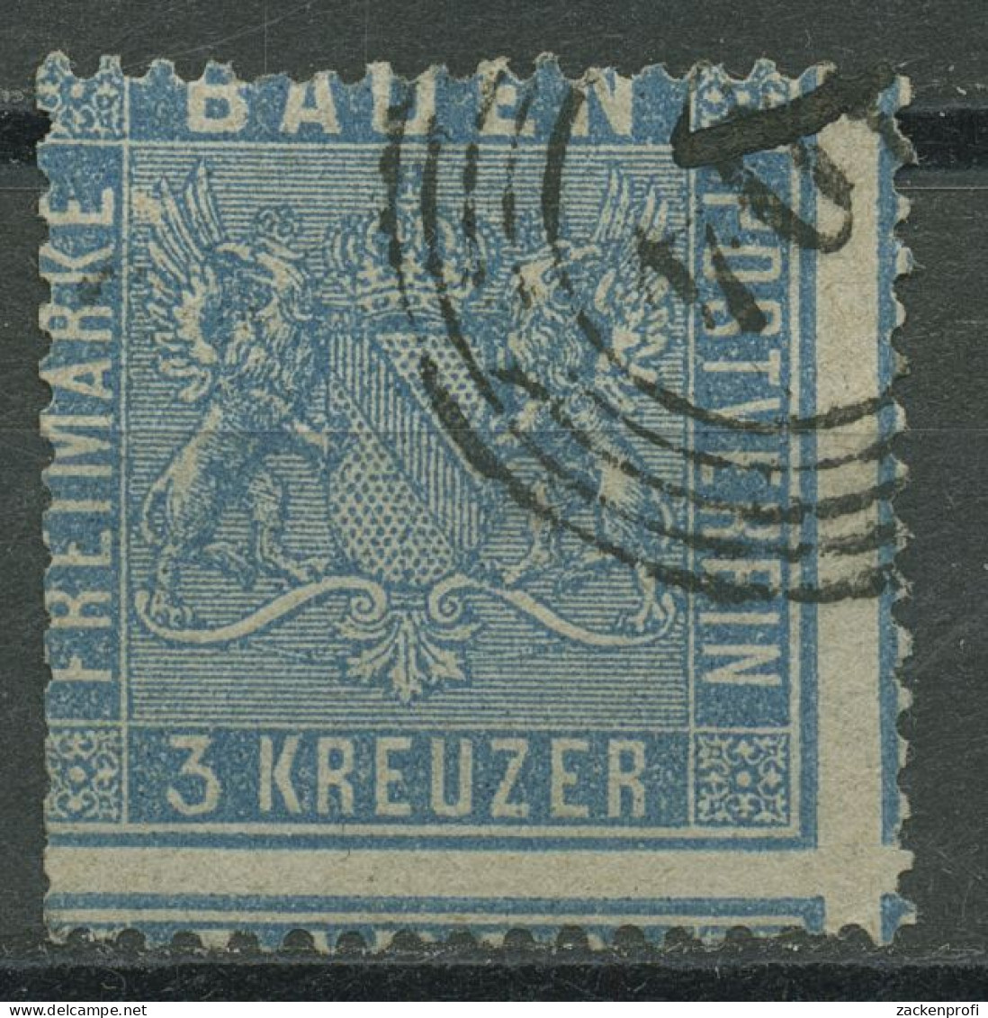 Baden 1860/61 3 Kreuzer Lebhaftpreußischblau 10 A Gestempelt, Kleiner Fehler - Usati