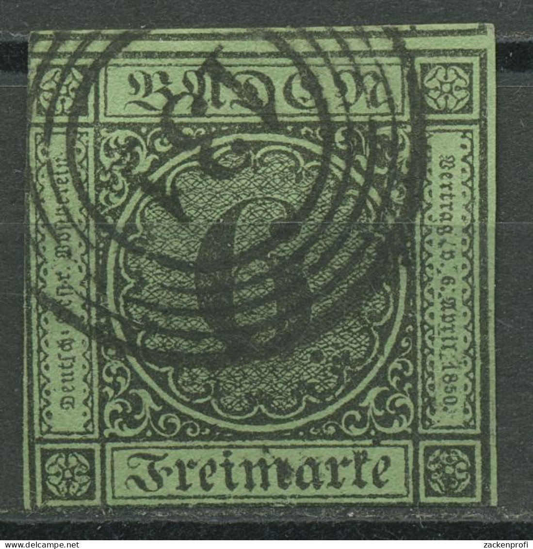 Baden 1851 6 Kreuzer Auf Gelbgrün 3 B Mit Nr.-Stpl. 131 SCHWETZINGEN, Berührt - Used