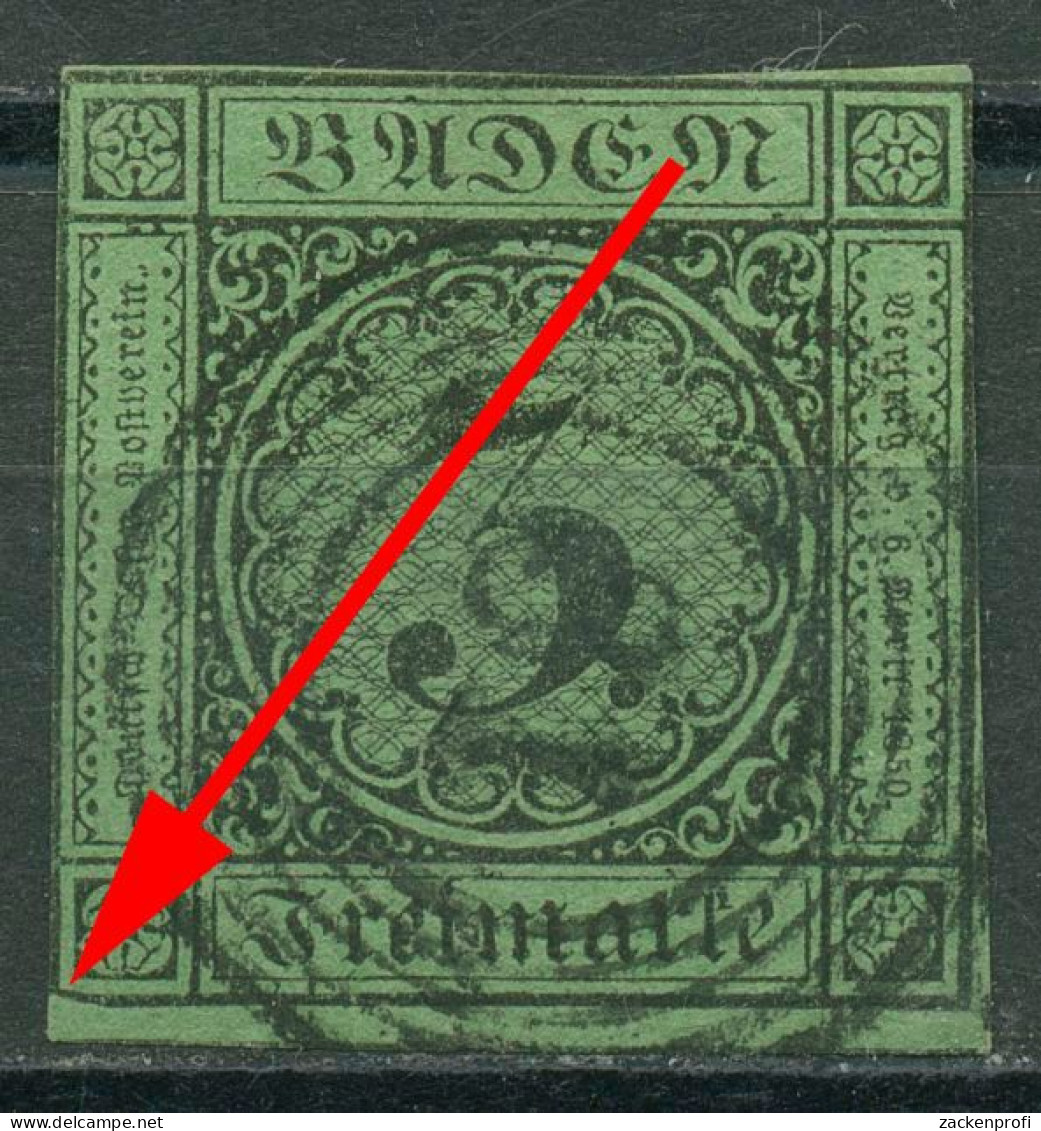 Baden 1853/54 3 Kreuzer Mit Plattenfehler 6 IV Gestempelt - Oblitérés