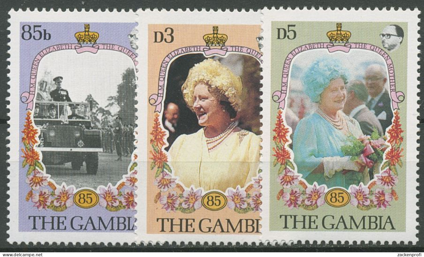 Gambia 1985 85. Geburtstag Königinmutter Elisabeth 562/64 Postfrisch - Gambie (1965-...)