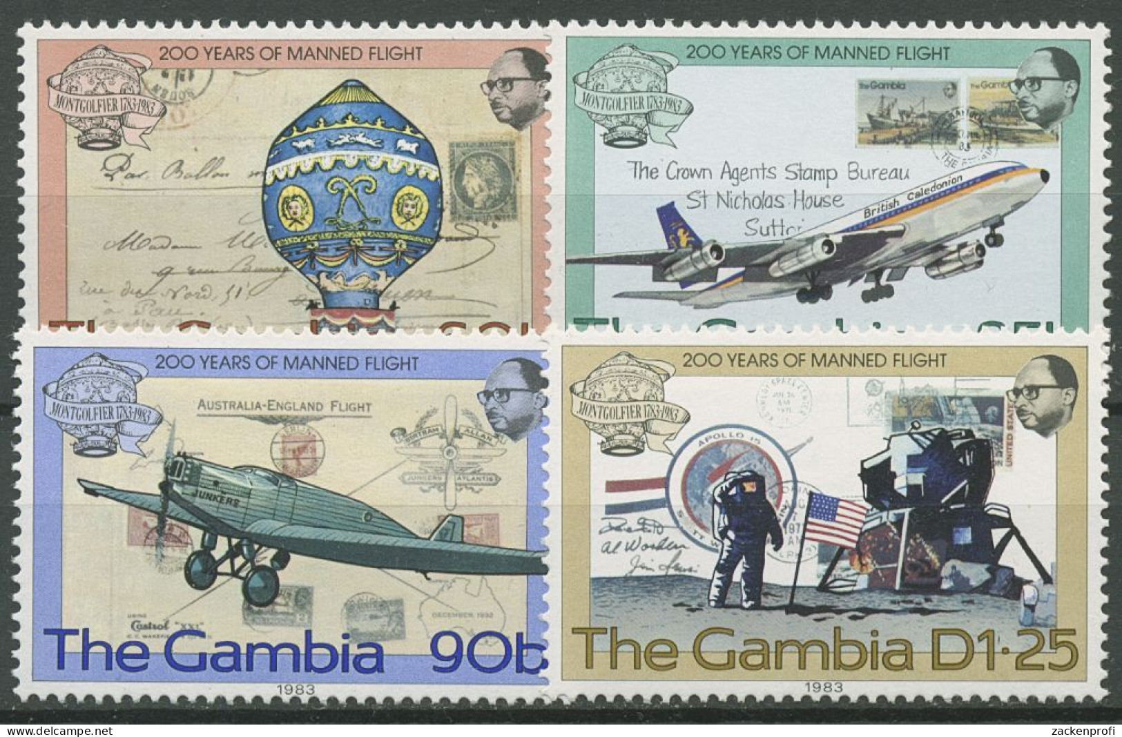 Gambia 1983 200 Jahre Luftfahrt Flugzeuge 491/94 Postfrisch - Gambie (1965-...)