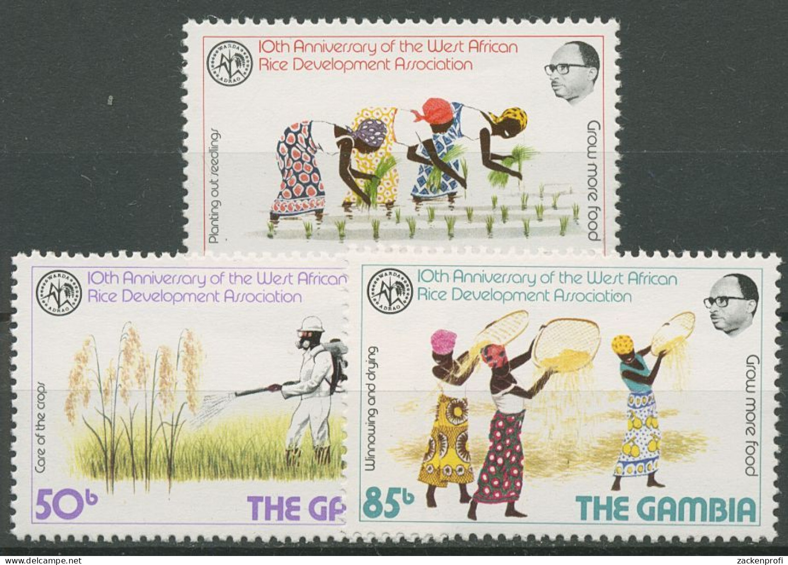 Gambia 1981 10 J. Westafr. Reisanbeuvereinigung Landwirtschaft 427/29 Postfrisch - Gambia (1965-...)